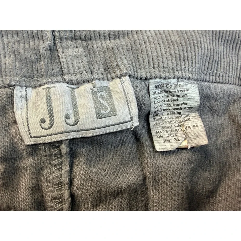 Vintage JJS Corduroy Shorts Mens 32 Gray Cotton Heavyweigh Hiking Workwear Kenya